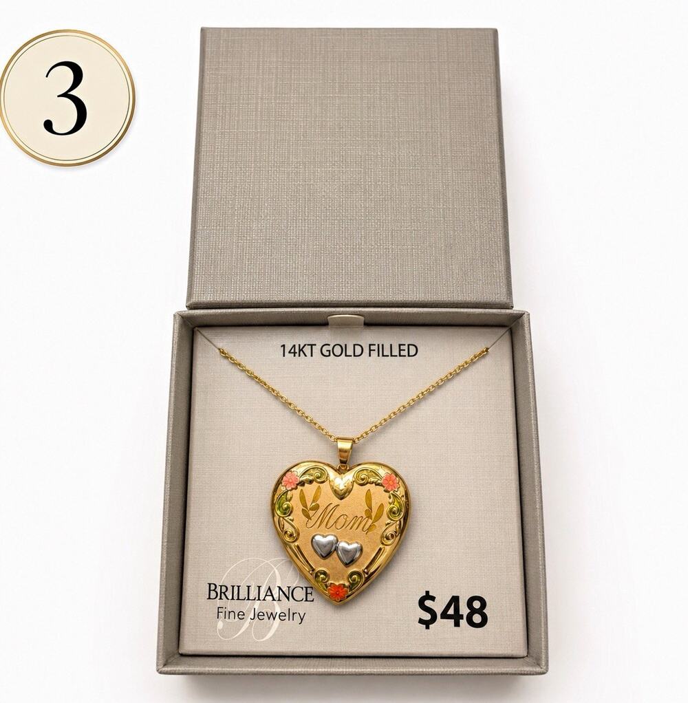 Brilliance Fine Jewelry 14K Gold Filled Engraved Heart Locket Necklace